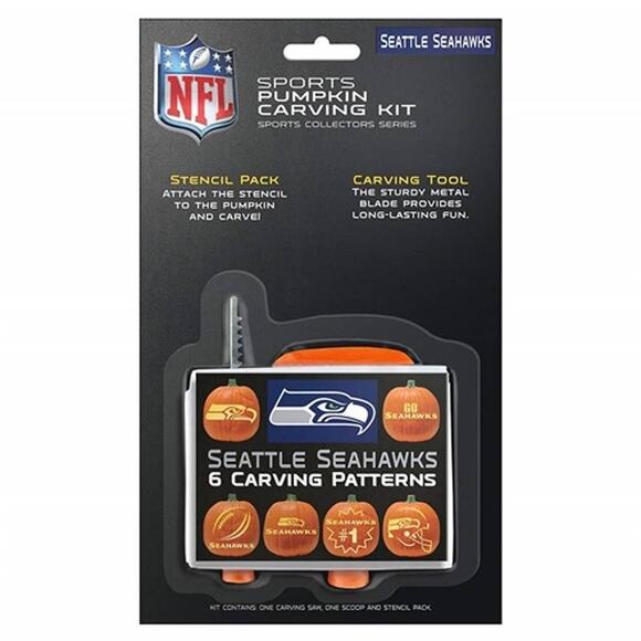 NFL Seahawks Pumpkin Carving Kit Seattle Team Logo 6 Designs Stencil Fall New - Picture 1 of 3